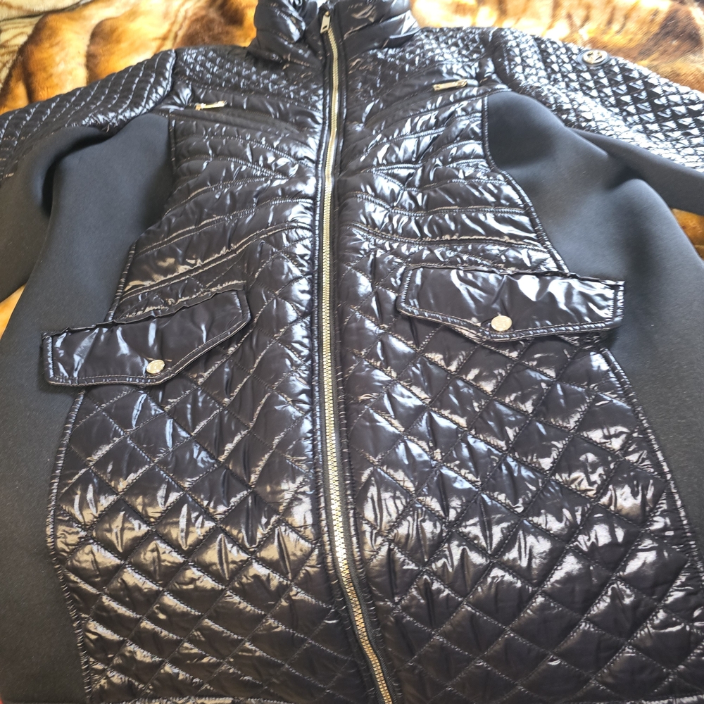 Michael Kors Glossy Black Quilted Puffer Coat